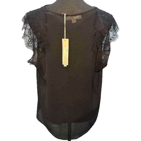 Lovestitch Top Women's Black Attached Tank Lace Cap Sleeve Polyester Medium NWT - Picture 9 of 9
